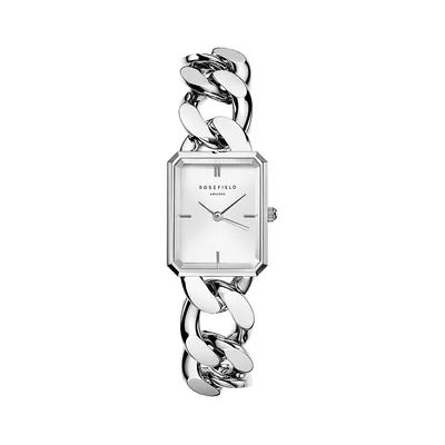 Studio Silvertone Curb Chain Bracelet Analog Watch SWSSS-O56