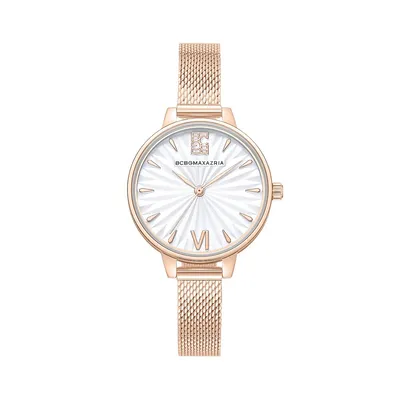 Rose Goldtone Mesh Bracelet Watch BAWLG0001201