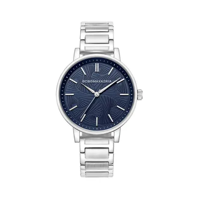 Blue Geometric Dial & Stainless Steel Bracelet Watch BAWLG0001502