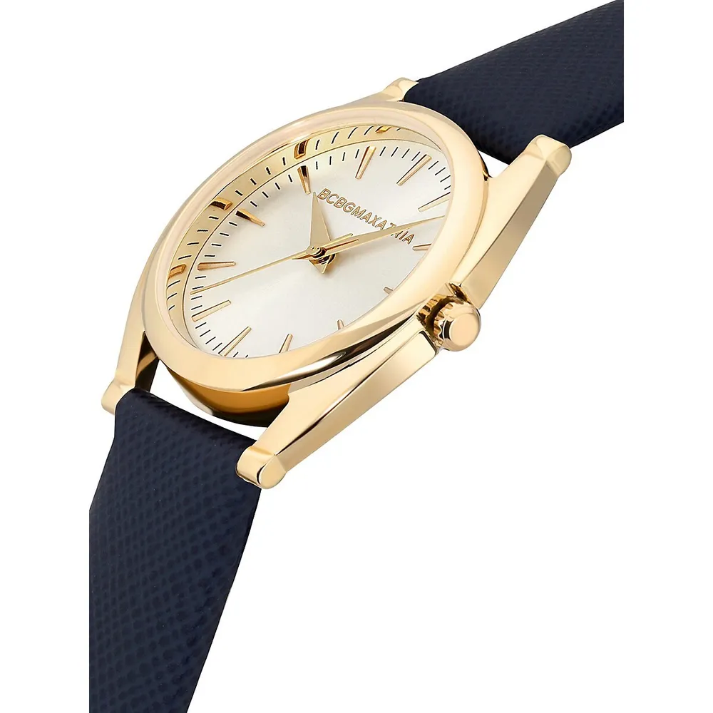 Goldtone Stainless Steel Dial & Leather-Strap Watch BAWLA2133803