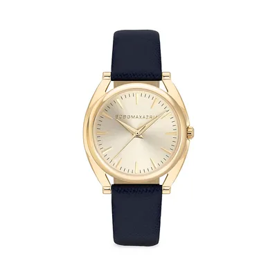 Goldtone Stainless Steel Dial & Leather-Strap Watch BAWLA2133803