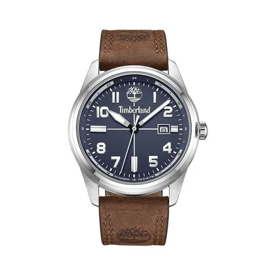 Sherbrook Stainless Steel & Leather Strap Watch TDWGB2230702