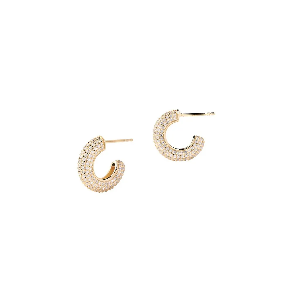 Essentials 18K Goldplated, Sterling Silver & White Zirconia Earrings