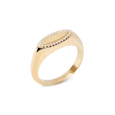 Essentials 18K Goldplated Sterling Silver Lace Stamp Ring