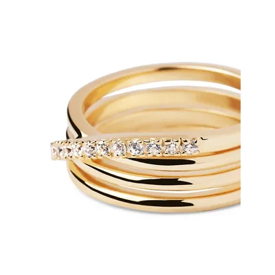 Essentials 18K Cruise Goldplated & Sterling Silver Crystal Ring