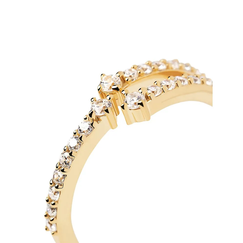 Essentials Sisi 18K Goldplated Sterling Silver & White Zirconia Ring