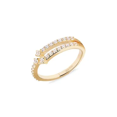 Essentials Sisi 18K Goldplated Sterling Silver & White Zirconia Ring