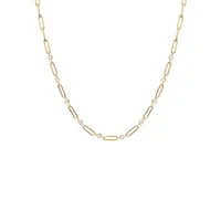 18K Goldplated Sterling Silver & White Zirconia Chain Necklace - 16MM