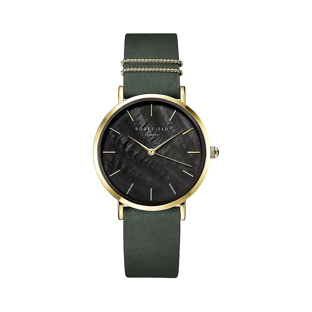 West Village Green Nubuck Leather Strap Watch WBFLG-W95