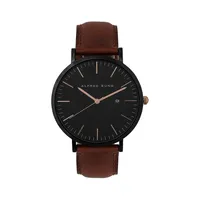 Blacktone Stainless Steel & Leather Strap Watch ​ASM-0036
