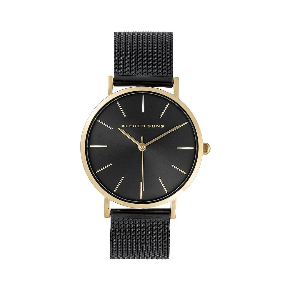 Black Stainless Steel Mesh Bracelet Watch ​ASM-0045