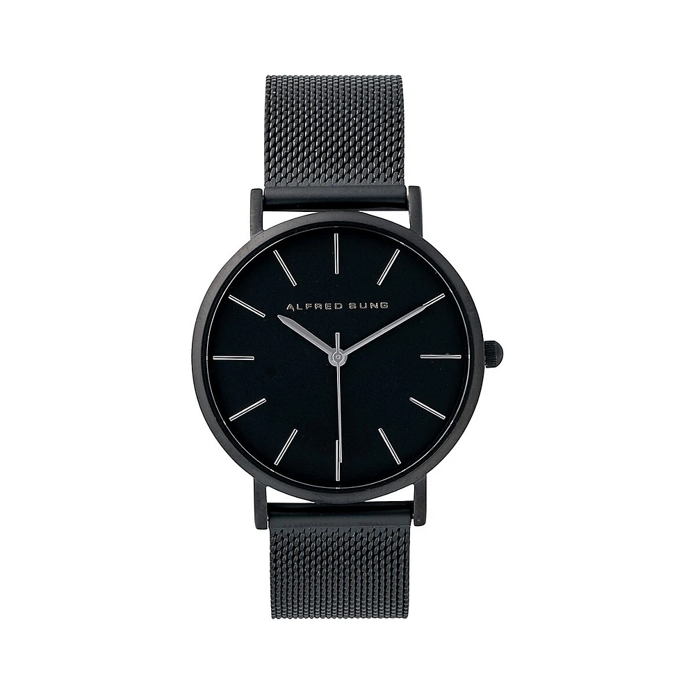 Black Stainless Steel Mesh Bracelet Watch ASM-0046