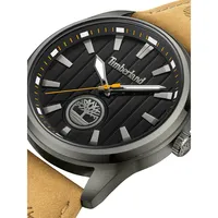 Northbridge Black-Plated Stainless Steel & Leather Strap Watch​TDWGA0010204