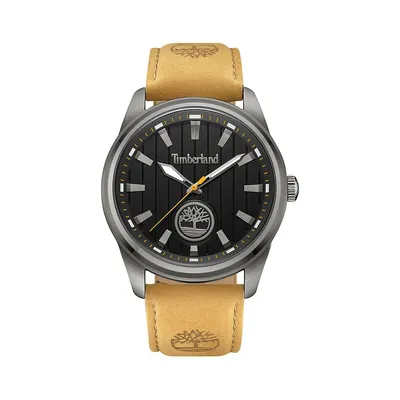 Northbridge Black-Plated Stainless Steel & Leather Strap Watch​TDWGA0010204