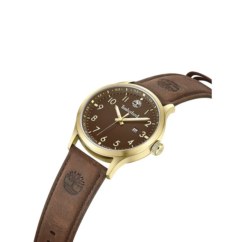 Trumbull Goldtone Stainless Steel & Leather Strap Watch ​TDWGB0010104