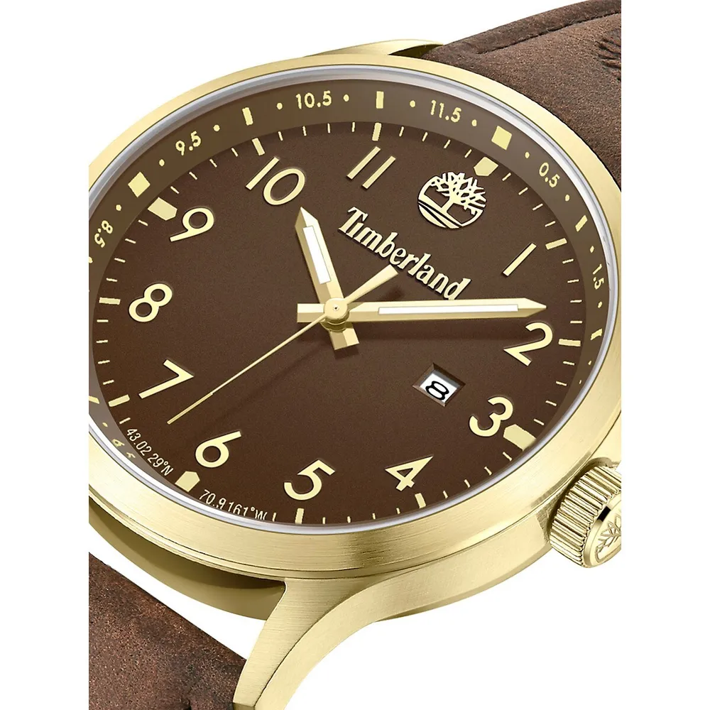 Trumbull Goldtone Stainless Steel & Leather Strap Watch ​TDWGB0010104