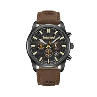 Northbridge Black-Plated Stainless Steel & Leather Strap Chronograph Watch ​TDWGF0009603