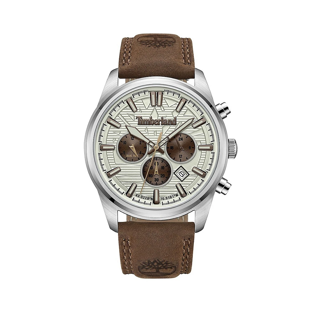 Northbridge Stainless Steel & Leather Strap Chronograph Watch ​TDWGF0009604