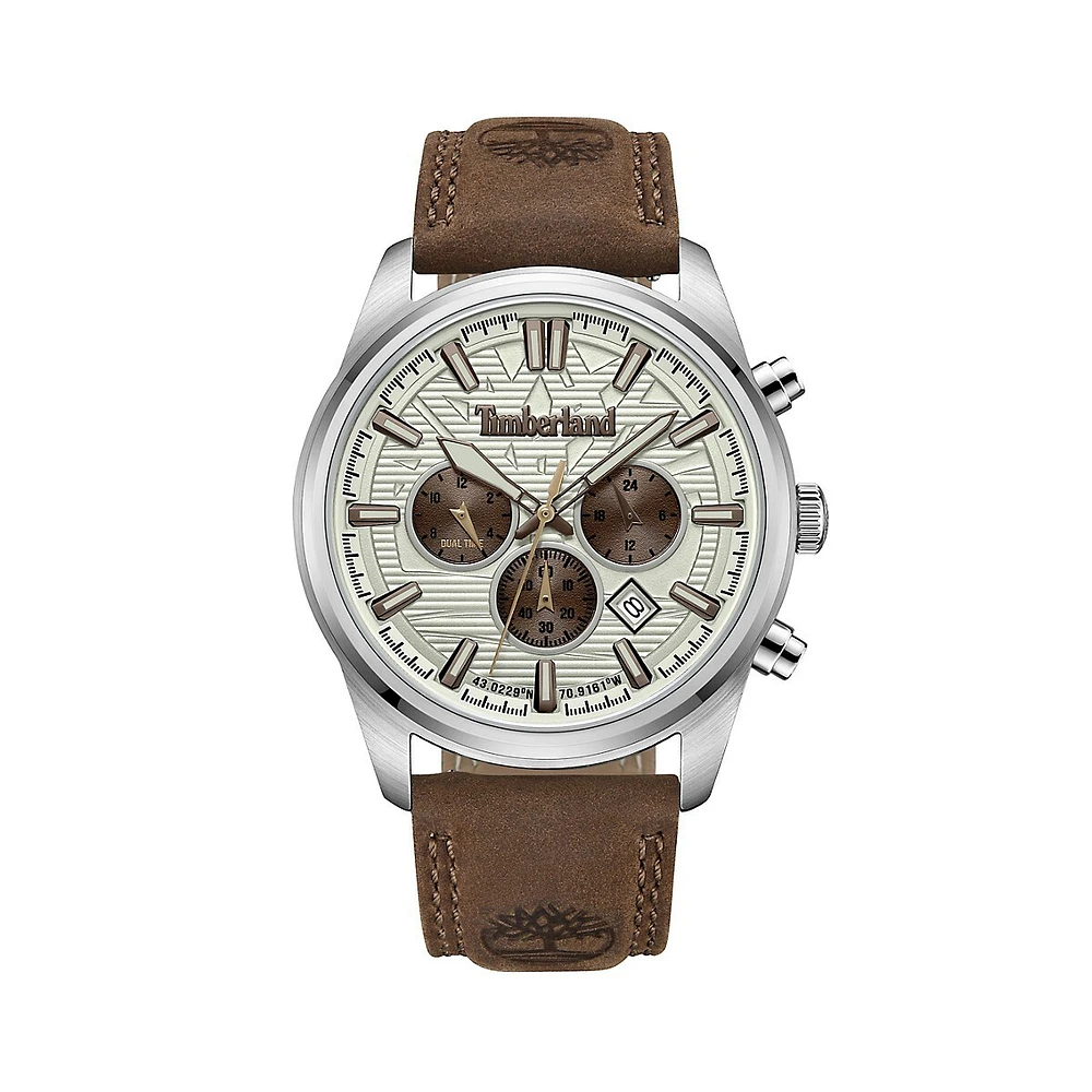 Northbridge Stainless Steel & Leather Strap Chronograph Watch ​TDWGF0009604