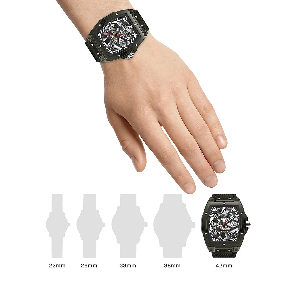 Automatic Blacktone Stainless Steel & Silicone-Nylon Strap Watch KCWGR0037301