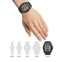 Automatic Blacktone Stainless Steel & Silicone-Nylon Strap Watch KCWGR0037301