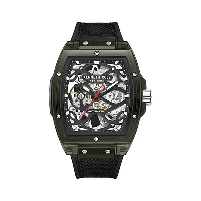 Automatic Blacktone Stainless Steel & Silicone-Nylon Strap Watch KCWGR0037301
