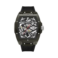 Automatic Blacktone Stainless Steel & Silicone-Nylon Strap Watch KCWGR0037301