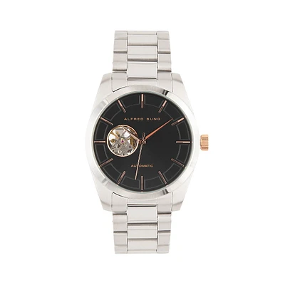 Two-Tone Stainless Steel Skeleton-Window Automatic Bracelet Watch ASM-0106