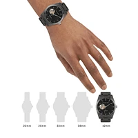 Black Ion-Plated Stainless Steel Skeleton-Window Automatic Bracelet Watch ASM-0107
