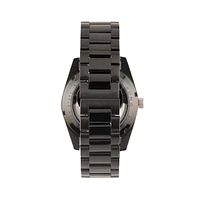 Black Ion-Plated Stainless Steel Skeleton-Window Automatic Bracelet Watch ASM-0107