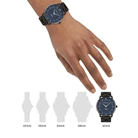 Black Ion-Plated Stainless Steel & Crystal Bracelet Watch ASM-0110