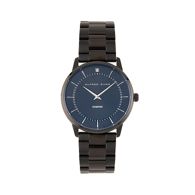Black Ion-Plated Stainless Steel & Crystal Bracelet Watch ASM-0110