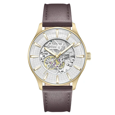 Montre automatique avec bracelet en cuir marron KCWGX0057901