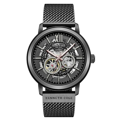 Automatic Openwork Black IP Stainless Steel Mesh Bracelet Watch KCWGY0064201