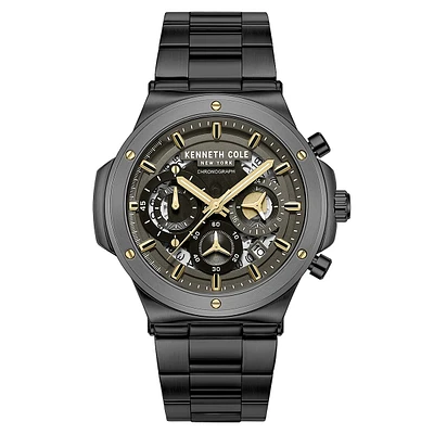 Openwork Chronograph Black IP Stainless Steel Bracelet Watch KCWGI0047303