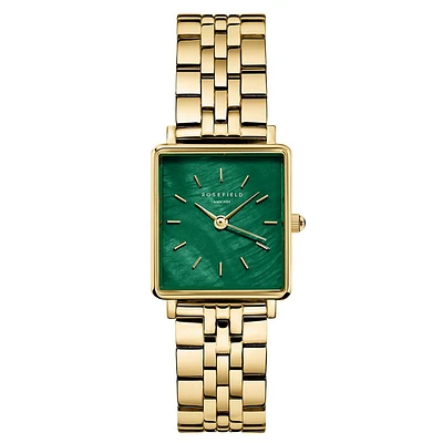 Montre-bracelet Boxy XS en laiton et acier inoxydable doré BEGSG-Q050