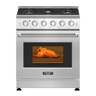 30" Natural Gas Range 120v With 5 Burners Cooktop & 4.55 Cu.ft. Convection Oven