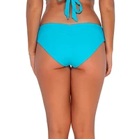 Women's Blue Bliss Alana Reversible Hipster Low Rise Swimwear Bikini Bottom