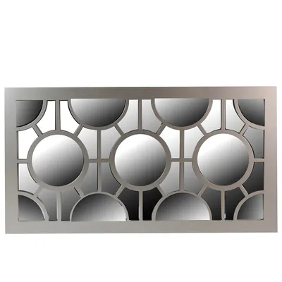 25.25" Metallic Gray Rectangular Geometric Wall Mirror
