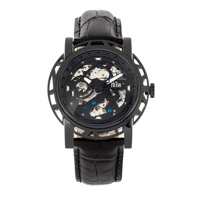 Stavros Automatic Skeleton Leather-band Watch