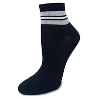 Women's Retro Stripe Ribbed Quarter-Cut Socks