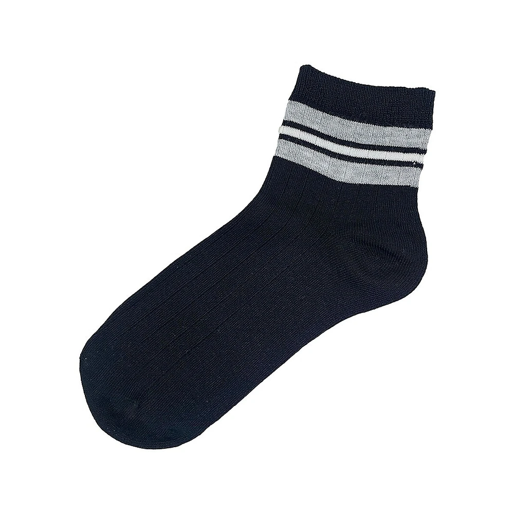 Women's Retro Stripe Ribbed Quarter-Cut Socks