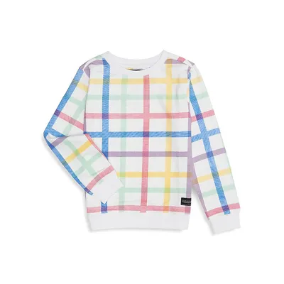 Haut multicolore en tricot à carreaux pour fille