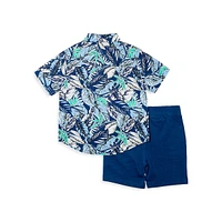 Ensemble chemise à imprimé tropical et short pour petit garçon
