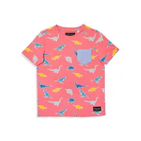 Little Boy's 2-Piece Dino-Print T-Shirt & Knit Shorts Set