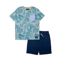 Little Boy's 2-Piece T-Shirt & Knit Shorts Set