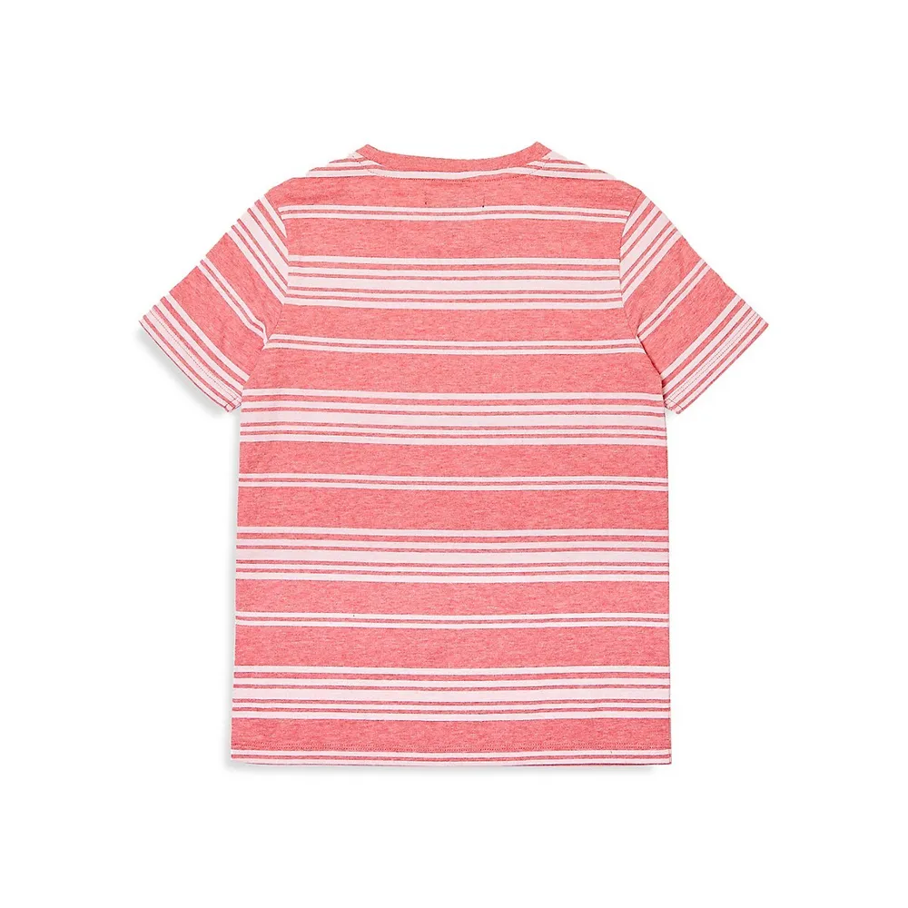 Little Boy's 2-Piece Striped T-Shirt & Knit Shorts Set