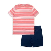 Ensemble t-shirt rayé et short pour petit garçon