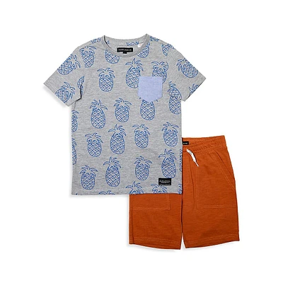 Little Boy's 2-Piece T-Shirt & Knit Shorts Set