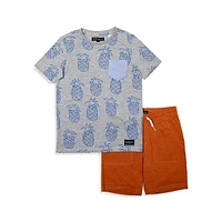 Little Boy's 2-Piece T-Shirt & Knit Shorts Set